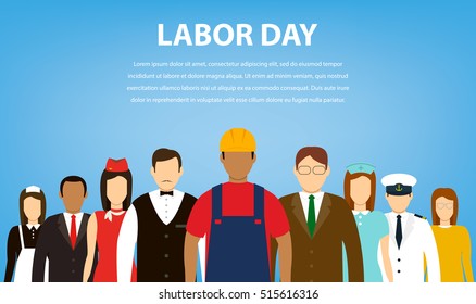 People of different occupations. Professions set. International Labor Day. Flat Vector illustration