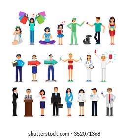 People of different occupations set. Illustrations of various spheres of life. Vector