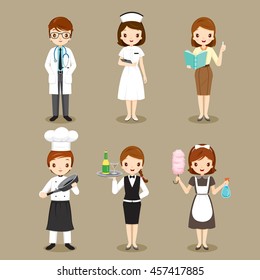 People With Different Occupations Set, Profession, Avatar, Worker, Job, Duty