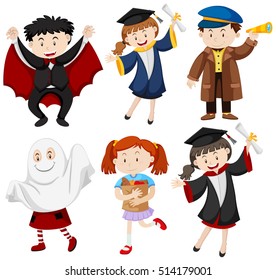 People in different outfits illustration