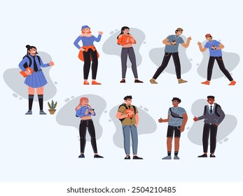 Personas con diferentes poses Diseño de Ilustración vectorial