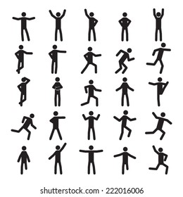 People in different positions icon set