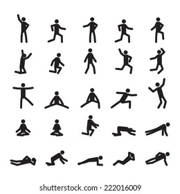 People in different positions icon set