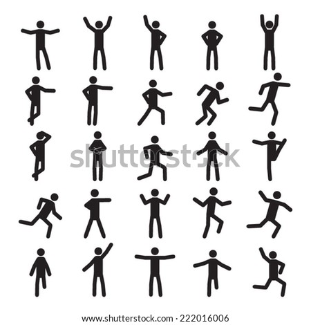 People in different positions icon set