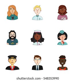People of different profession set icons in cartoon style. Big collection of people of different profession vector symbol stock illustration