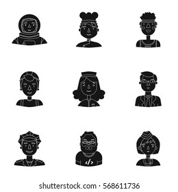 People of different profession set icons in black style. Big collection of people of different profession vector symbol stock illustration