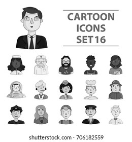 People of different profession set icons in monochrome style. Big collection of people of different profession vector symbol stock illustration
