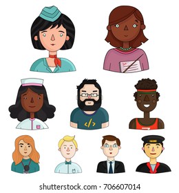 People of different profession set icons in cartoon style. Big collection of people of different profession vector symbol stock illustration