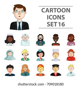 People of different profession set icons in cartoon style. Big collection of people of different profession vector symbol stock illustration