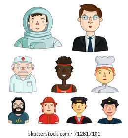 People of different profession set icons in cartoon style. Big collection of people of different profession vector symbol stock illustration