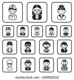 People of different professions black icons in set collection for design. Worker and specialist vector symbol stock web illustration.