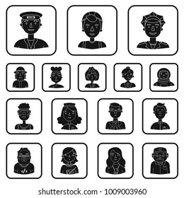 People of different professions black icons in set collection for design. Worker and specialist vector symbol stock web illustration.