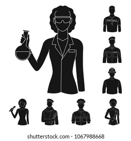 People of different professions black icons in set collection for design. Worker and specialist vector symbol stock web illustration.