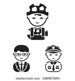 People of different professions black icons in set collection for design. Worker and specialist vector symbol stock web illustration.