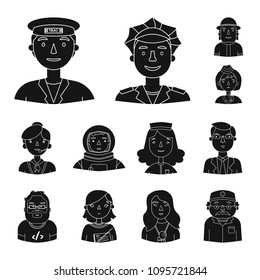 People of different professions black icons in set collection for design. Worker and specialist vector symbol stock web illustration.