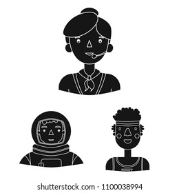 People of different professions black icons in set collection for design. Worker and specialist vector symbol stock web illustration.