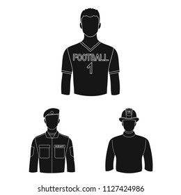 People of different professions black icons in set collection for design. Worker and specialist vector symbol stock web illustration.