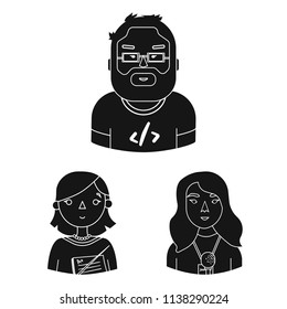 People of different professions black icons in set collection for design. Worker and specialist vector symbol stock web illustration.