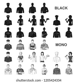 People of different professions black icons in set collection for design. Worker and specialist vector symbol stock web illustration.