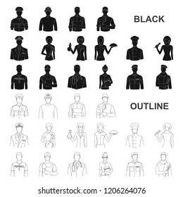 People of different professions black icons in set collection for design. Worker and specialist vector symbol stock web illustration.