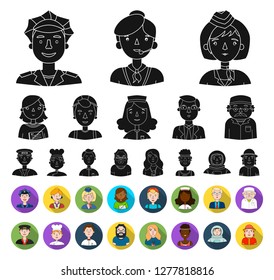 People of different professions black,flat icons in set collection for design. Worker and specialist vector symbol stock web illustration.