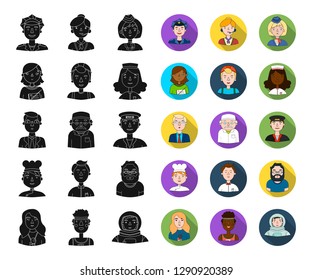 People of different professions black,flat icons in set collection for design. Worker and specialist vector symbol stock web illustration.