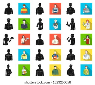 People of different professions black,flat icons in set collection for design. Worker and specialist vector symbol stock web illustration.