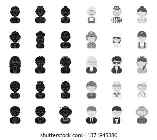 People of different professions black.mono icons in set collection for design. Worker and specialist vector symbol stock web illustration.