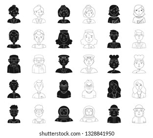 People of different professions black,outline icons in set collection for design. Worker and specialist vector symbol stock web illustration.