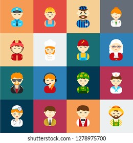 People of different professions cartoon icons in set collection for design. Worker and specialist vector symbol stock web illustration.