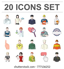 People of different professions cartoon icons in set collection for design. Worker and specialist vector symbol stock web illustration.