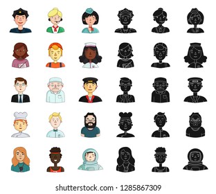 People of different professions cartoon,black icons in set collection for design. Worker and specialist vector symbol stock web illustration.