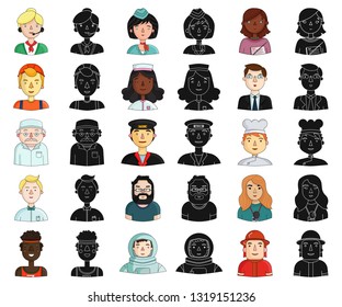 People of different professions cartoon,black icons in set collection for design. Worker and specialist vector symbol stock web illustration.