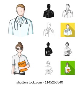People of different professions cartoon,black,flat,monochrome,outline icons in set collection for design. Worker and specialist vector symbol stock web illustration.