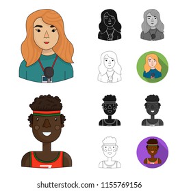 People of different professions cartoon,black,flat,monochrome,outline icons in set collection for design. Worker and specialist vector symbol stock web illustration.