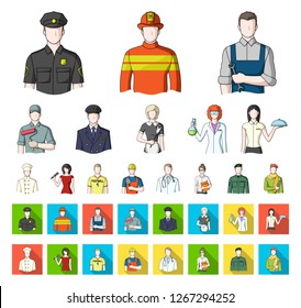 People of different professions cartoon,flat icons in set collection for design. Worker and specialist vector symbol stock web illustration.