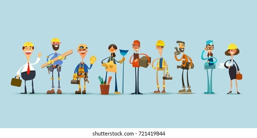 People of different professions and characters. Vector illustration.