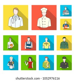 People of different professions flat icons in set collection for design. Worker and specialist vector symbol stock web illustration.