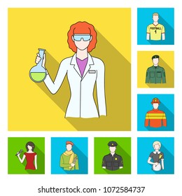 People of different professions flat icons in set collection for design. Worker and specialist vector symbol stock web illustration.