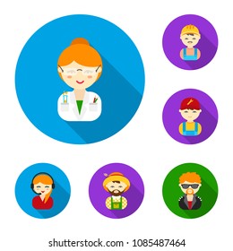 People of different professions flat icons in set collection for design. Worker and specialist vector symbol stock web illustration.