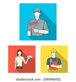 People of different professions flat icons in set collection for design. Worker and specialist vector symbol stock web illustration.