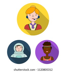 People of different professions flat icons in set collection for design. Worker and specialist vector symbol stock web illustration.