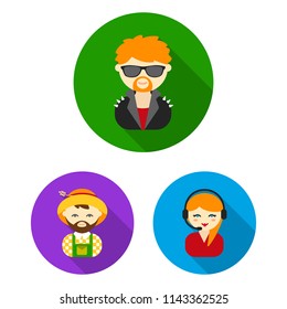 People of different professions flat icons in set collection for design. Worker and specialist vector symbol stock web illustration.