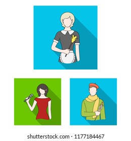 People of different professions flat icons in set collection for design. Worker and specialist vector symbol stock web illustration.