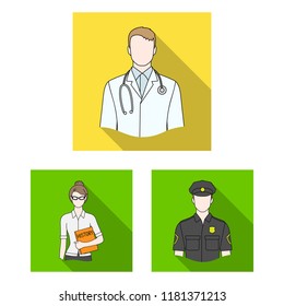 People of different professions flat icons in set collection for design. Worker and specialist vector symbol stock web illustration.