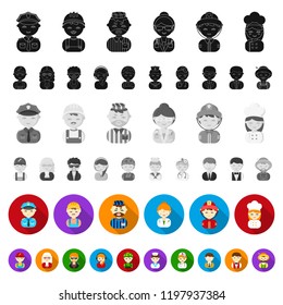 People of different professions flat icons in set collection for design. Worker and specialist vector symbol stock web illustration.