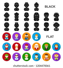 People of different professions flat icons in set collection for design. Worker and specialist vector symbol stock web illustration.