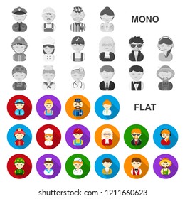 People of different professions flat icons in set collection for design. Worker and specialist vector symbol stock web illustration.