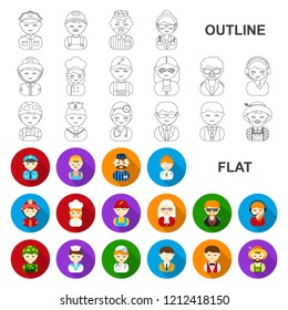 People of different professions flat icons in set collection for design. Worker and specialist vector symbol stock web illustration.