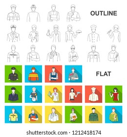 People of different professions flat icons in set collection for design. Worker and specialist vector symbol stock web illustration.